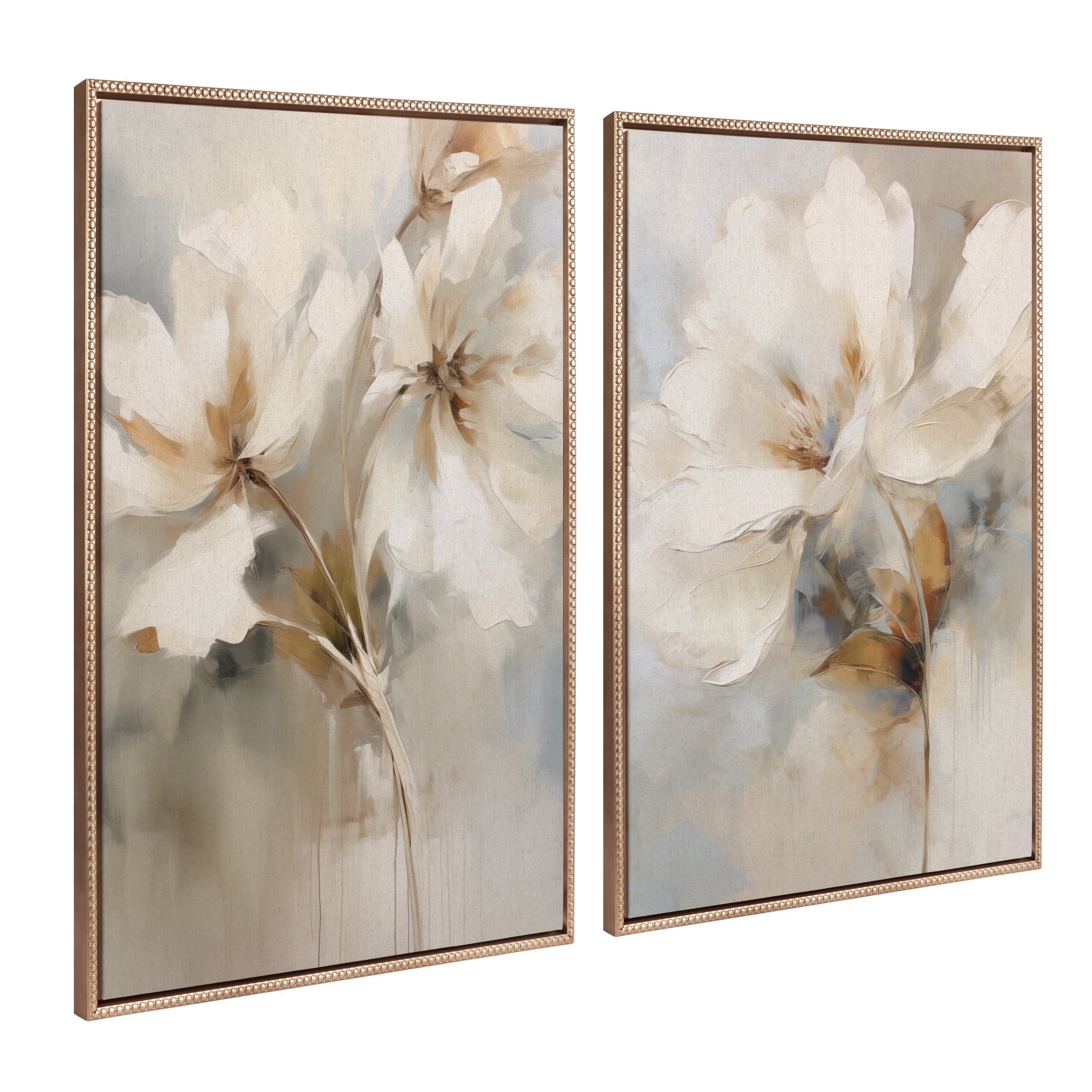 Kate and Laurel Sylvie Beaded Abstract Botanical Canvas