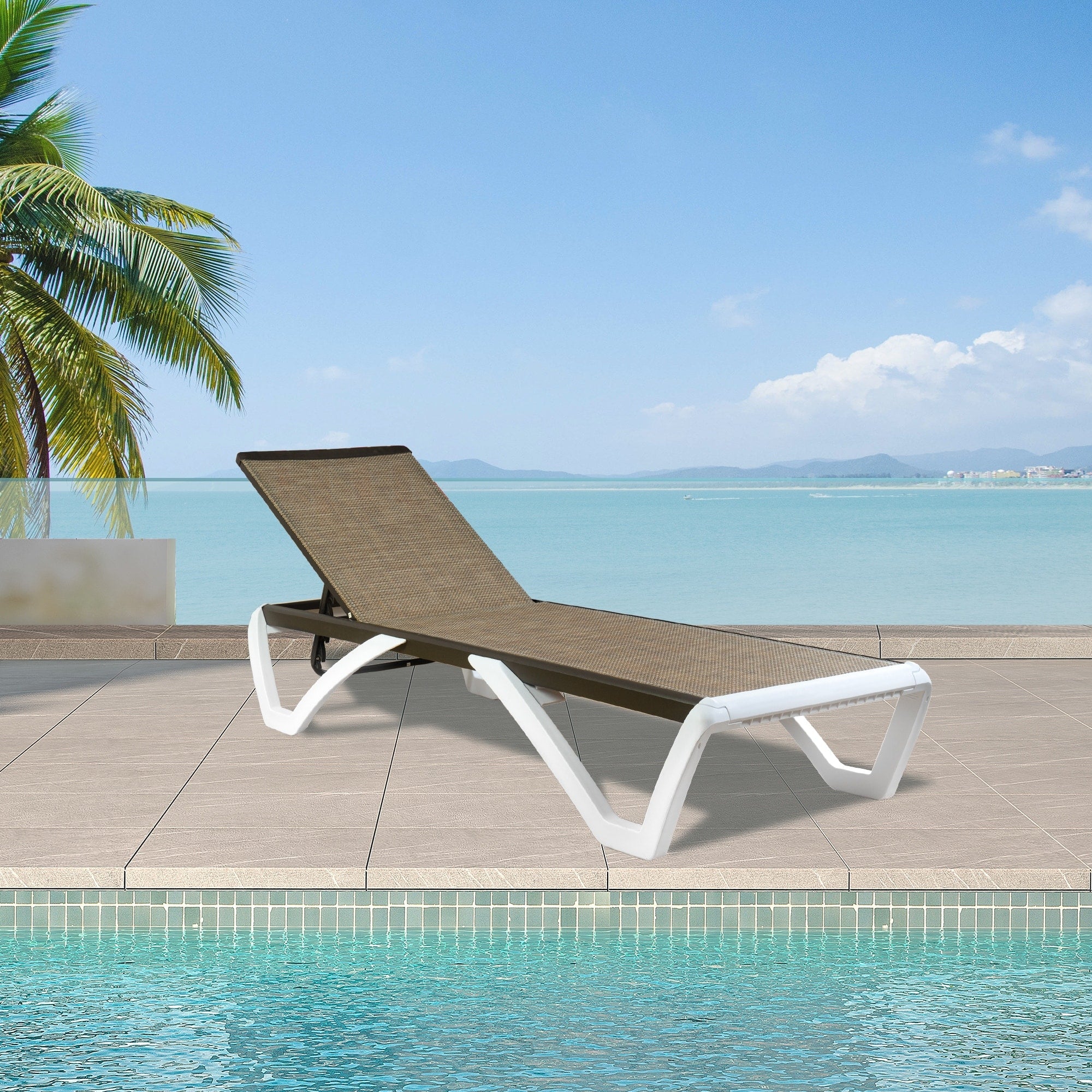 Kozyard Alan Full Flat Aluminum and Polypropylene Resin Legs Patio Reclining Adjustable Chaise Lounge