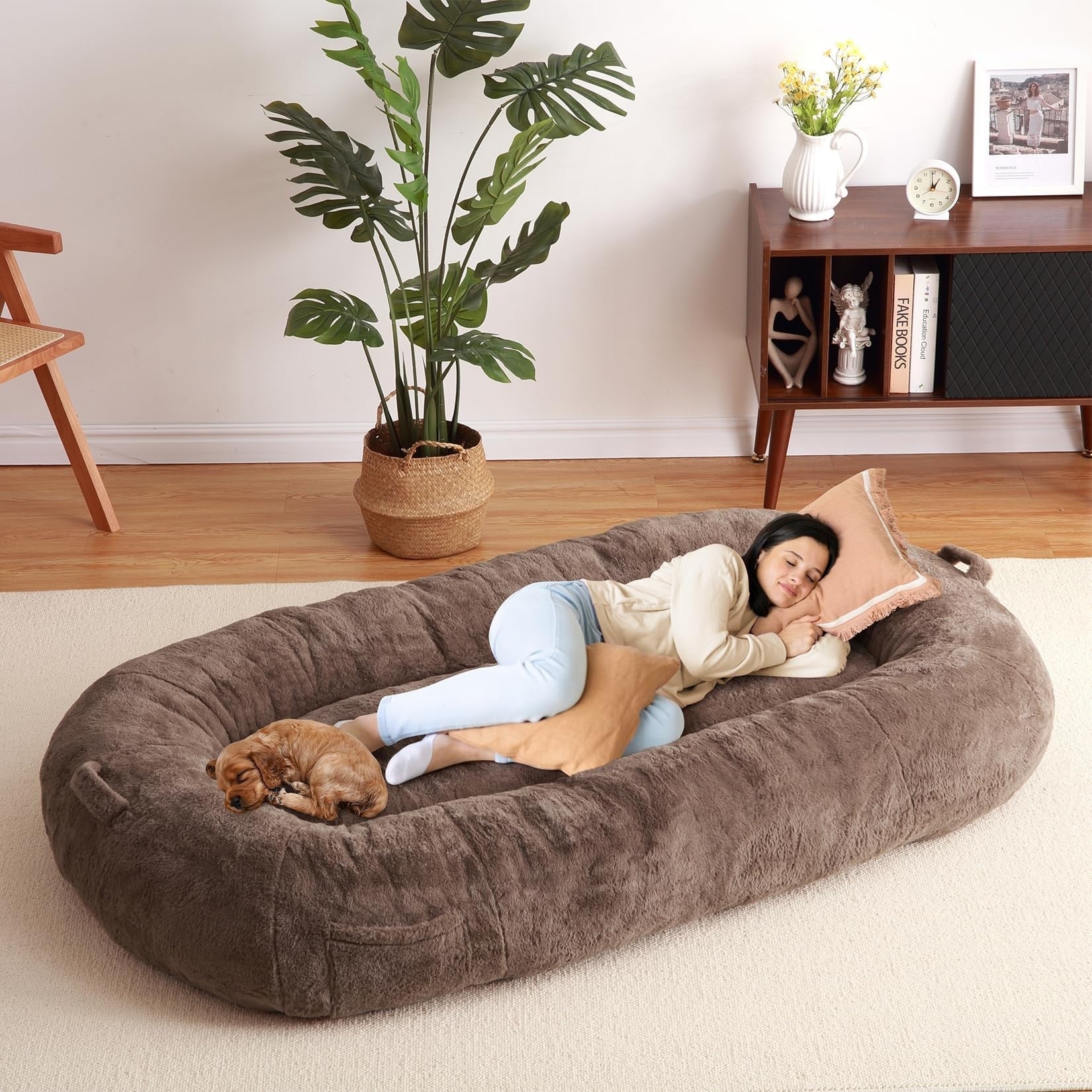 Large Dog Bed Washable Human Size Bed with Removable Cover