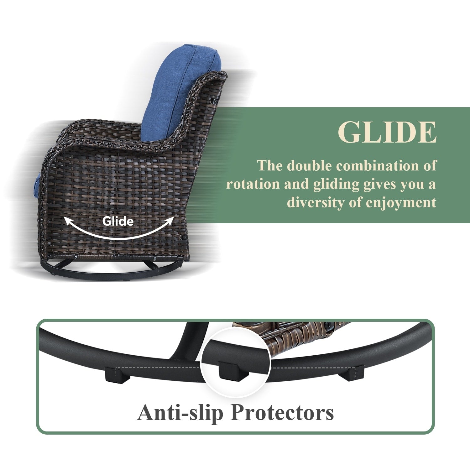 Gymojoy Outdoor Wicker Rocking Lounge Chairs with Swivel Base (Set of 2)