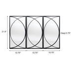 3-Piece Black Metal Rectangular Wall Mirror Set - 31.9 H x 15.75 W x 0.75 D