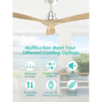 52 inch Modern Solid Wood / ABS Ceiling Fan With Remote Control(No Light),6 WInd Speed,Reversible Airflow