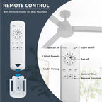 52 inch Modern Solid Wood / ABS Ceiling Fan With Remote Control(No Light),6 WInd Speed,Reversible Airflow