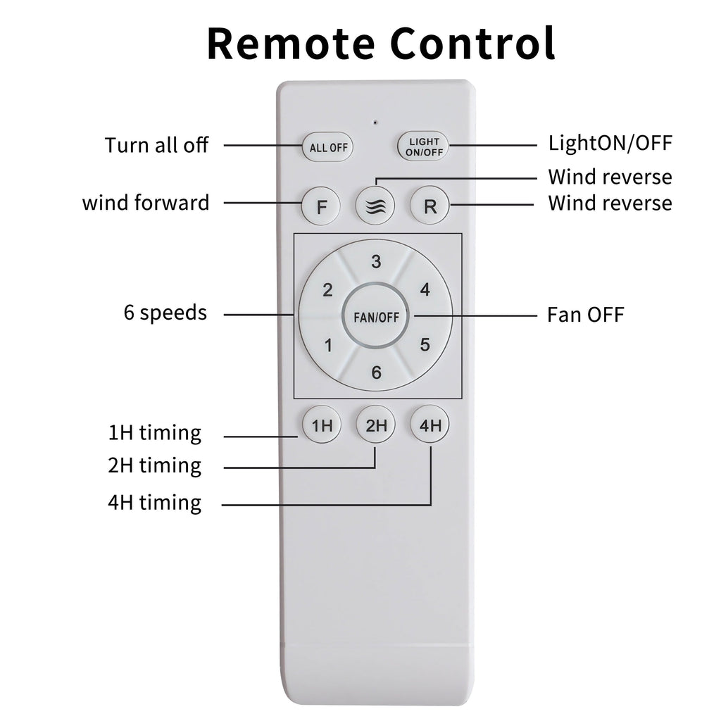 52 inch Modern Solid Wood / ABS Ceiling Fan With Remote Control(No Light),6 WInd Speed,Reversible Airflow