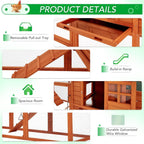 AECOJOY 144'' Large Chicken Coop w/ Run Wooden Hutch Poultry Cage House