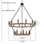 Acroma 20-light Modern Farmhouse 40In Round Wagon Wheel Chandelier with UL