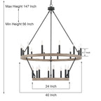 Acroma 20-light Modern Farmhouse 40In Round Wagon Wheel Chandelier with UL