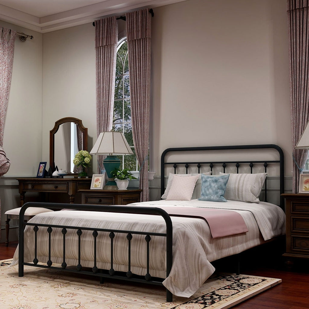 Alazyhome Simple Vintage Metal Platform Bed Frame, Easy-Assembly