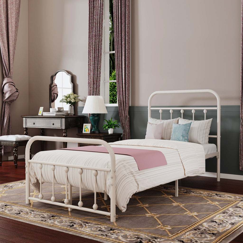 Alazyhome Simple Vintage Metal Platform Bed Frame, Easy-Assembly