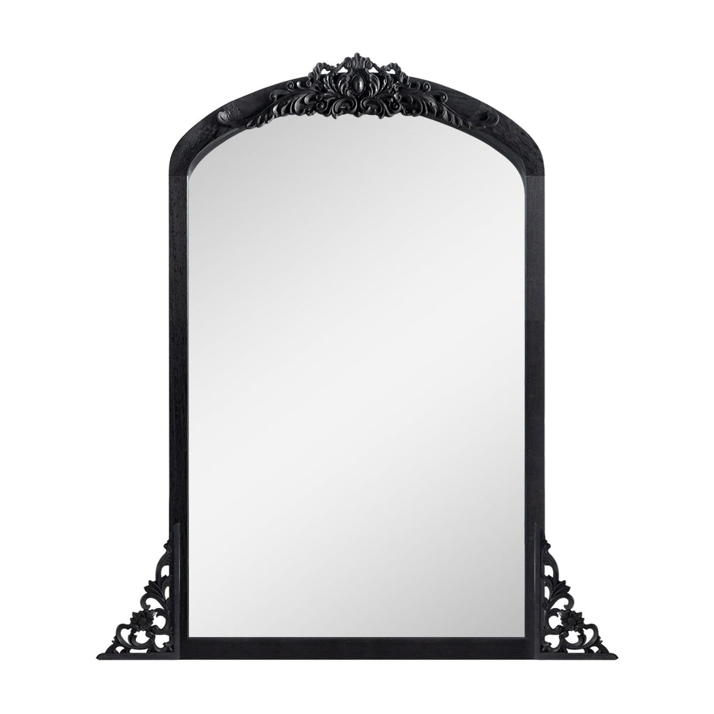 Arched Full-Length Solid Wood Carving Floor Mirror