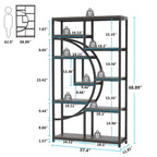 Bookshelf 5 Shelf Industrial Etagere Bookcase for Bedroom, Living Room, Home Office