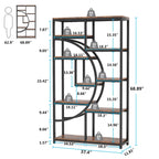 Bookshelf 5 Shelf Industrial Etagere Bookcase for Bedroom, Living Room, Home Office