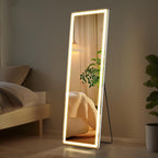 Floor Mirror with LED Light, 64 x 21 Full Length Mirror with Stand, Hanging Mirror Wall Mounted Mirror Full Body Mirror