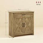 HOMCOM 32 Farmhouse Barn Door Style Sideboard Cabinet,Buffet Storage Cabinet Coffee Bar for Living Room or Entryway