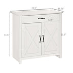 HOMCOM 32 Farmhouse Barn Door Style Sideboard Cabinet,Buffet Storage Cabinet Coffee Bar for Living Room or Entryway