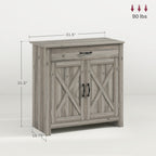 HOMCOM 32 Farmhouse Barn Door Style Sideboard Cabinet,Buffet Storage Cabinet Coffee Bar for Living Room or Entryway