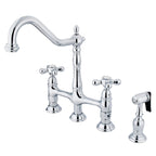 Kingston Brass Heritage Bridge Kitchen Faucet with Brass Sprayer