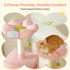 Large Cat Tower Cat Condo with Scratching Posts and Pads, 2 Padded Perch, Dual Condo and Basket