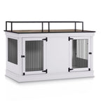 Mcombo Large Dog Crate Furniture TV Stand,Wooden Dog Kennel with Double Doors 1861