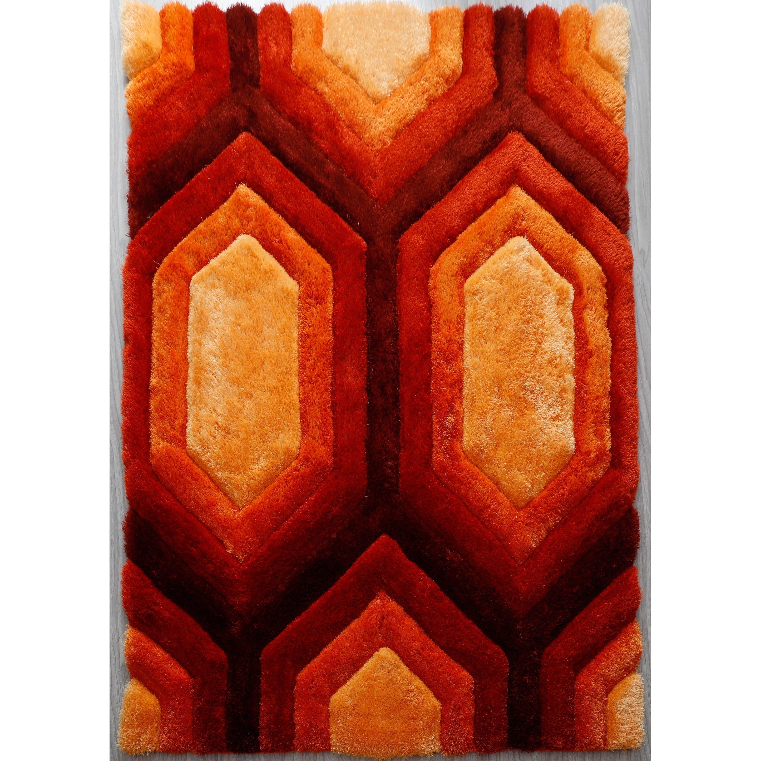 Mateos Shag Red/Orange Contemporary Designed Area Rug