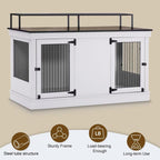 Mcombo Large Dog Crate Furniture TV Stand,Wooden Dog Kennel with Double Doors 1861