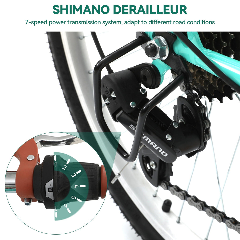 Moasis24/ 26 7-speed Cruiser Bike Adjustable Step Through Bike Commute Bike Bicycle