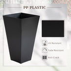 Outsunny 28 Tall Plastic Flower Pot, Set of 3, Large Outdoor & Indoor Plastic Garden Planters, for Entryway, Patio, Yard