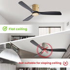 Sofucor 52 Inch Flush Mount Ceiling Fan with Remote, Reversible Motor,Integrated Light Optional