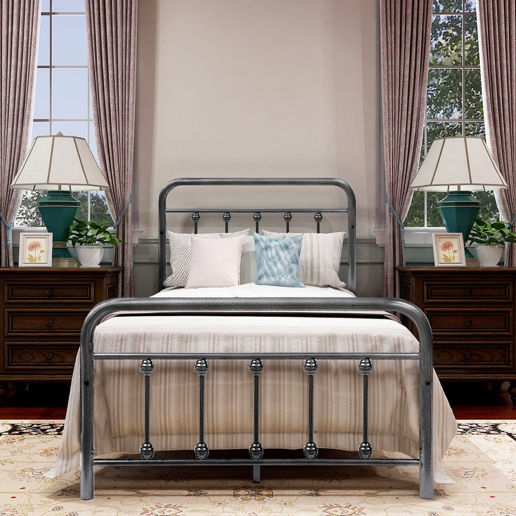 Alazyhome Simple Vintage Metal Platform Bed Frame, Easy-Assembly
